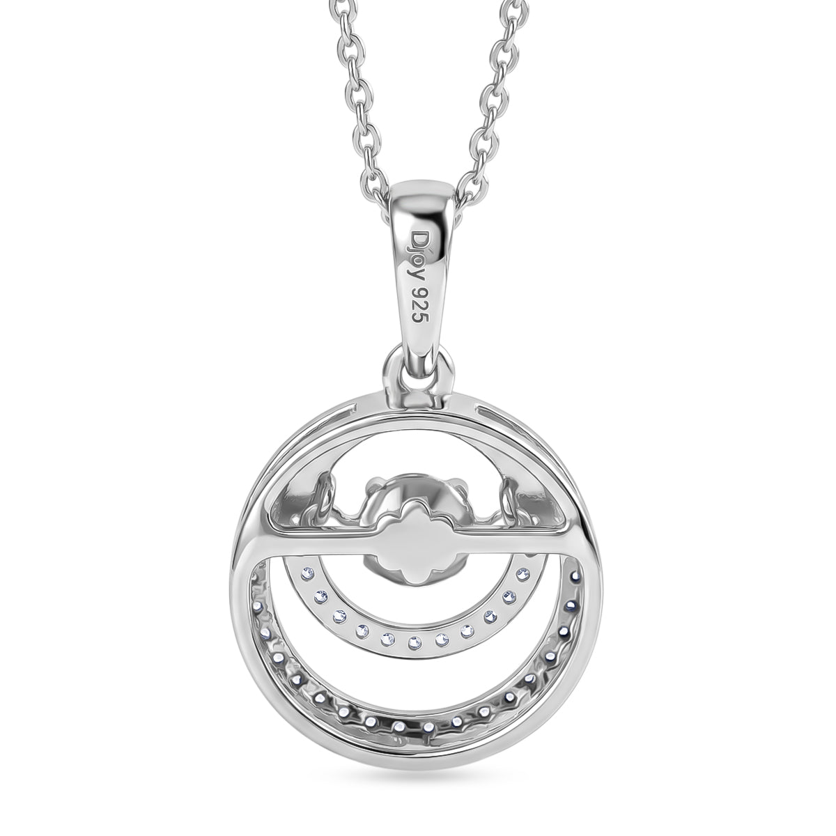 D'Joy - Tanzanite &amp; White Zircon Solitaire Pendant with Chain (Size 20) in Rhodium Overlay Sterling Silver V32593394 5