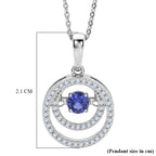 D'Joy - Tanzanite & White Zircon Solitaire Pendant with Chain (Size 20) in Rhodium Overlay Sterling Silver_4476888_6