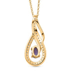 D'Joy - Tanzanite & White Zircon Solitaire Pendant with Chain (Size 20) in Yellow Gold Plated Sterling Silver_4476891_4