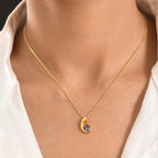 D'Joy - Tanzanite Solitaire Curved Pendant with Chain (Size 20) in Yellow Gold Plated Sterling Silver_4476892_1