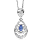 D'joy - Tanzanite & White Zircon Teardrop Solitaire Pendant with Chain (Size 20) in Rhodium Overlay Sterling Silver_4476894_4