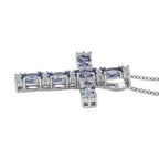 Luxuriant - Tanzanite & Lab Grown Diamond (SI/G-H) Cross Pendant with Chain (Size 20) in Rhodium Overlay Sterling Silver 1.25 Ct._4476895_3