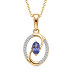 D'Joy - Tanzanite & White Zircon Pendant with Chain (Size 20) in Yellow Gold Plated Sterling Silver_4476896