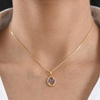 D'Joy - Tanzanite & White Zircon Pendant with Chain (Size 20) in Yellow Gold Plated Sterling Silver_4476896_1