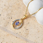 D'Joy - Tanzanite & White Zircon Pendant with Chain (Size 20) in Yellow Gold Plated Sterling Silver_4476896_2