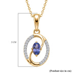 D'Joy - Tanzanite & White Zircon Pendant with Chain (Size 20) in Yellow Gold Plated Sterling Silver_4476896_5