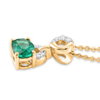Luxuriant - AAA Lab Grown Columbian Emerald & Lab Grown Diamond (SI/G-H) Drop Pendant with Chain (Size 20) in 18K Vermeil Yellow Gold Plated Sterling Silver 0.76 Ct._4477021_3