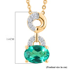 Luxuriant - AAA Lab Grown Columbian Emerald & Lab Grown Diamond (SI/G-H) Drop Pendant with Chain (Size 20) in 18K Vermeil Yellow Gold Plated Sterling Silver 0.76 Ct._4477021_5