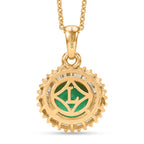 Luxuriant - AAA Lab Grown Colombian Emerald & Lab Grown Diamond (SI/G-H) Halo Pendant with Chain (Size 20) in 18K Vermeil Yellow Gold Plated Sterling Silver 1.64 Ct._4477024_4