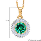 Luxuriant - AAA Lab Grown Colombian Emerald & Lab Grown Diamond (SI/G-H) Halo Pendant with Chain (Size 20) in 18K Vermeil Yellow Gold Plated Sterling Silver 1.64 Ct._4477024_6