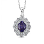Iolite,  Moissanite Pendant with Torn Chain 19DC (Size 20) in Rhodium Overlay Sterling Silver 0.55 ct  2.200  Ct._4477037