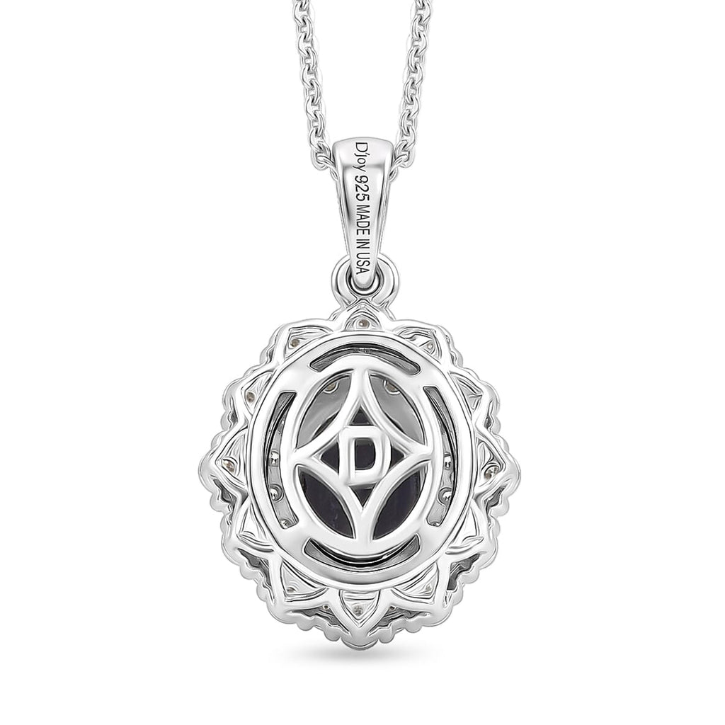 Iolite,  Moissanite Pendant with Torn Chain 19DC (Size 20) in Rhodium Overlay Sterling Silver 0.55 ct  2.200  Ct._4477037_4