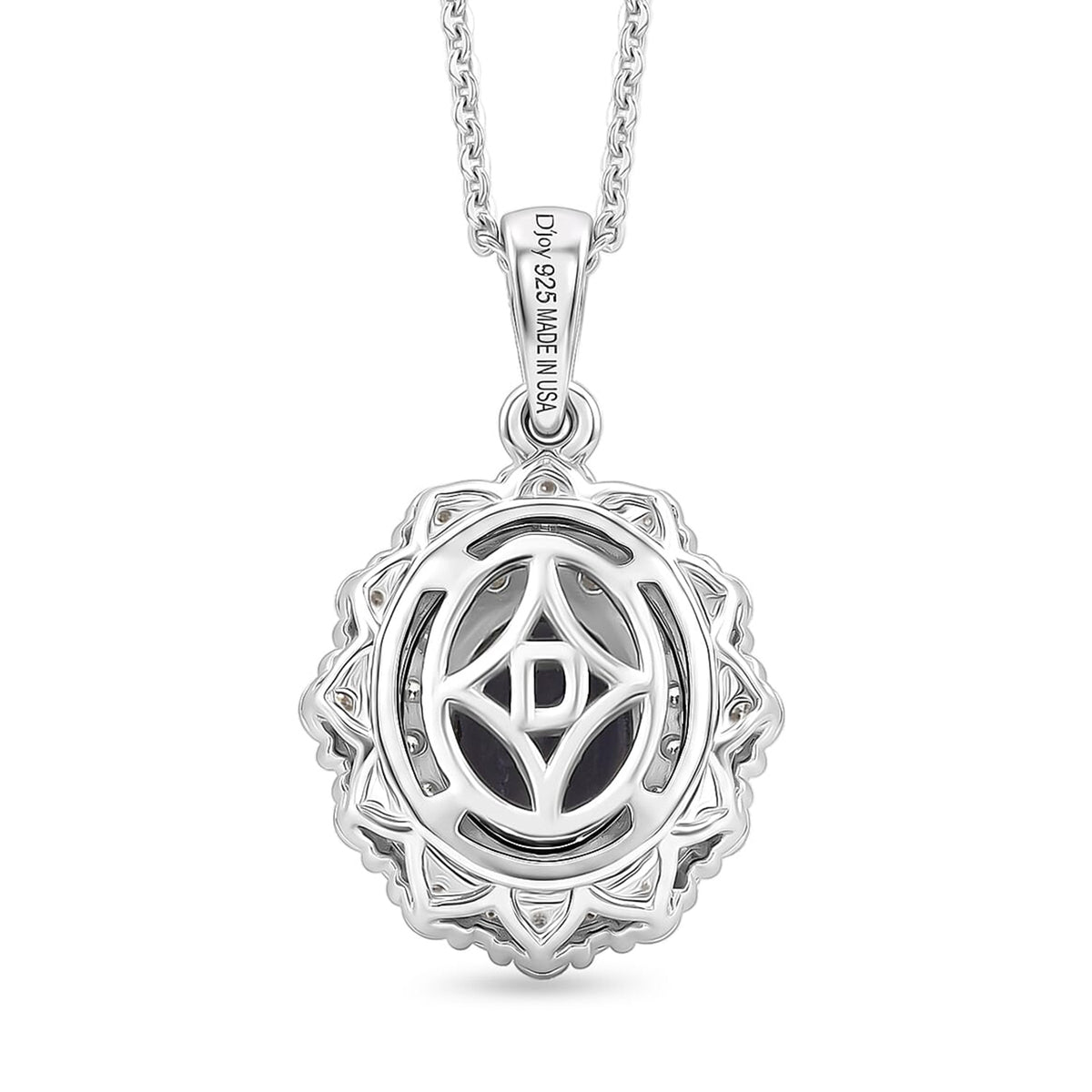 Certified and Appraised Iolite,  Moissanite Pendant with Torn Chain 19DC (Size 20) in Rhodium Overlay Sterling Silver 0.55 ct  2.200  Ct. 4477037 4