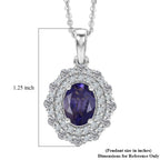 Iolite,  Moissanite Pendant with Torn Chain 19DC (Size 20) in Rhodium Overlay Sterling Silver 0.55 ct  2.200  Ct._4477037_6