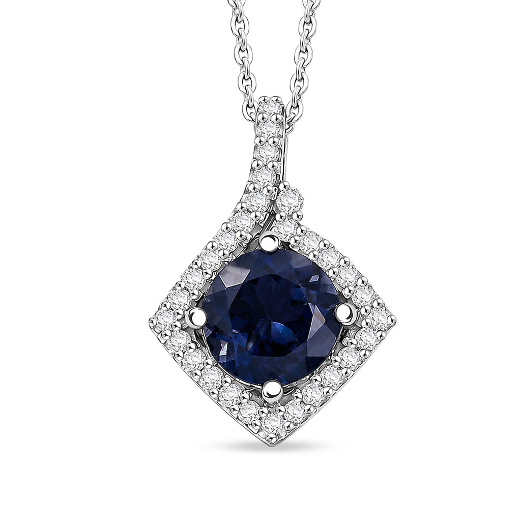 Iolite,  Moissanite Pendant with Torn Chain 19DC (Size 20) in Rhodium Overlay Sterling Silver 0.30 ct  2.500  Ct._4477042