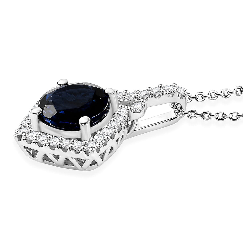 Iolite,  Moissanite Pendant with Torn Chain 19DC (Size 20) in Rhodium Overlay Sterling Silver 0.30 ct  2.500  Ct._4477042_4