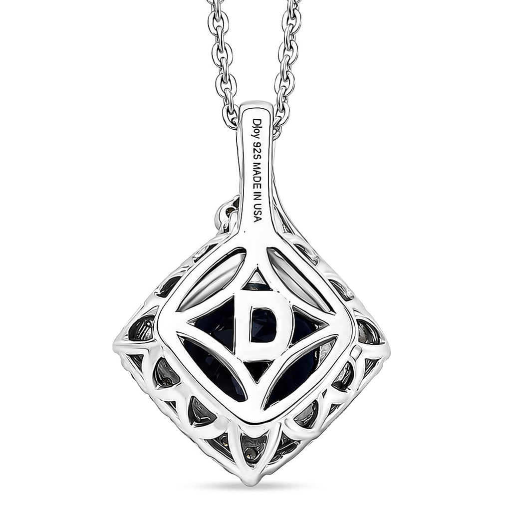 Iolite,  Moissanite Pendant with Torn Chain 19DC (Size 20) in Rhodium Overlay Sterling Silver 0.30 ct  2.500  Ct._4477042_5