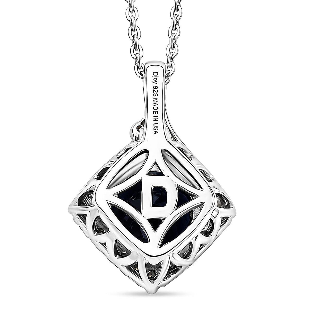 Certified and Appraised Iolite,  Moissanite Pendant with Torn Chain 19DC (Size 20) in Rhodium Overlay Sterling Silver 0.30 ct  2.500  Ct. 4477042 5