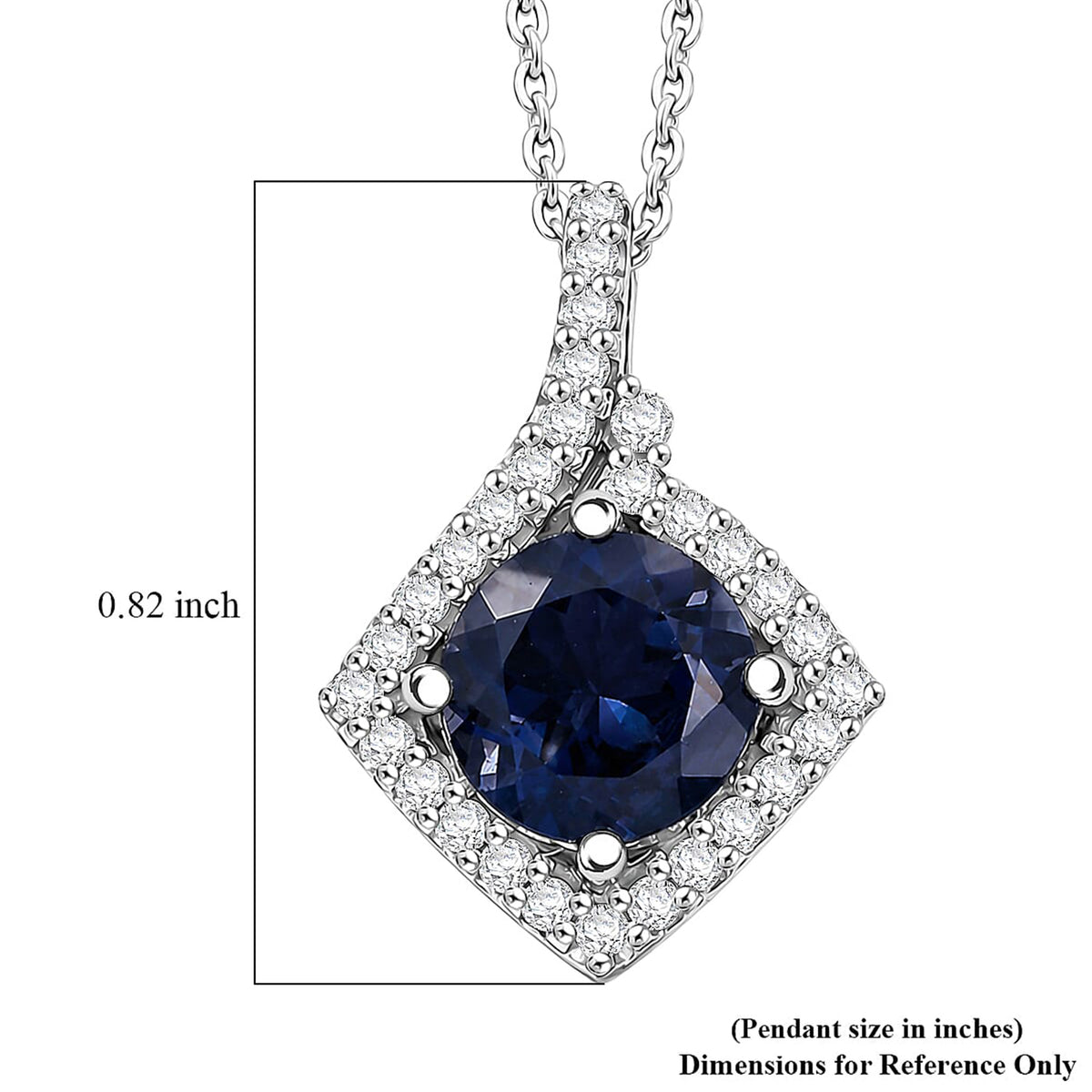 Certified and Appraised Iolite,  Moissanite Pendant with Torn Chain 19DC (Size 20) in Rhodium Overlay Sterling Silver 0.30 ct  2.500  Ct. 4477042 6