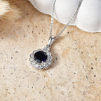 Iolite,  Moissanite Pendant with Torn Chain 19DC (Size 20) in Rhodium Overlay Sterling Silver 0.48 ct  1.980  Ct._4477043_1