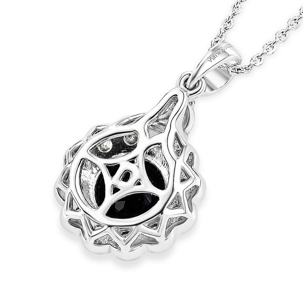 Iolite,  Moissanite Pendant with Torn Chain 19DC (Size 20) in Rhodium Overlay Sterling Silver 0.48 ct  1.980  Ct._4477043_4