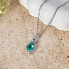 Luxuriant - AAA Lab Grown Colombian Emerald & White Zircon Infinity Pendant with Chain (Size 20) in Rhodium Overlay Sterling Silver_4477370_2