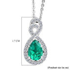 Luxuriant - AAA Lab Grown Colombian Emerald & White Zircon Infinity Pendant with Chain (Size 20) in Rhodium Overlay Sterling Silver_4477370_5