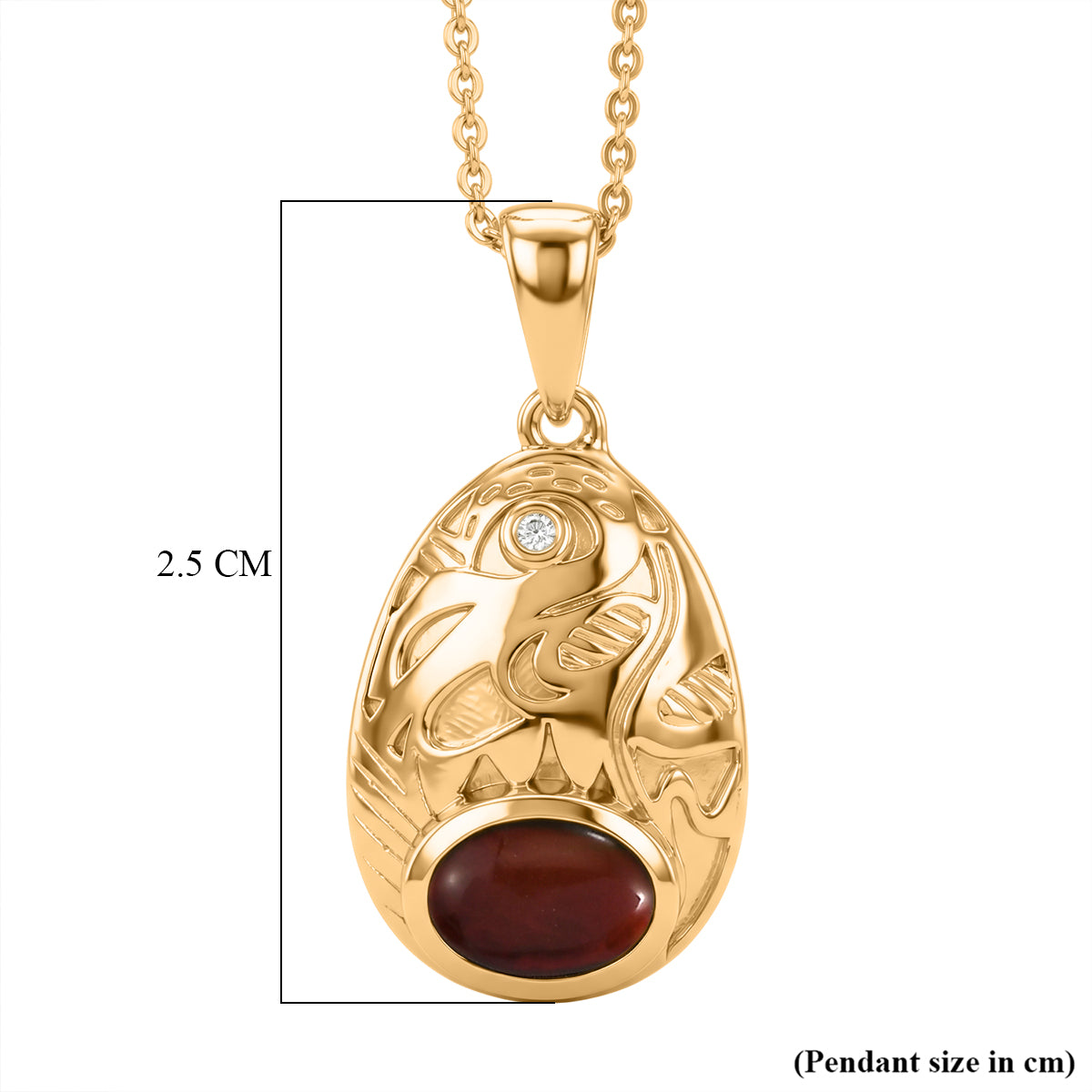 Luxuriant - Ammolite &amp; Lab Grown Diamond (SI/G-H) Pendant with Chain (Size 20) in 18K Vermeil Yellow Gold Plated Sterling Silver 0.85 Ct. V32516110 6