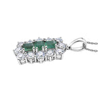 D'Joy - AAA Premium Zambian Emerald & White Zircon Cluster Pendant with Chain (Size 20) in Rhodium Overlay Sterling Silver 4.90 Ct._4477611_3