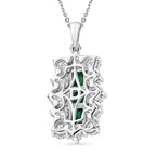 D'Joy - AAA Premium Zambian Emerald & White Zircon Cluster Pendant with Chain (Size 20) in Rhodium Overlay Sterling Silver 4.90 Ct._4477611_4