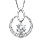 Moissanite Circle Drop Pendant with Chain (Size 18) in Rhodium Overlay Sterling Silver 1.00 Ct._4477717