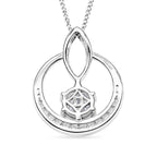 Moissanite Circle Drop Pendant with Chain (Size 18) in Rhodium Overlay Sterling Silver 1.00 Ct._4477717_5