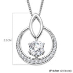 Moissanite Circle Drop Pendant with Chain (Size 18) in Rhodium Overlay Sterling Silver 1.00 Ct._4477717_6
