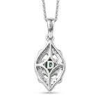 D'Joy - AAA Gemfields Zambian Emerald & White Zircon Vintage Pendant with Chain (Size 20) in Rhodium Overlay Sterling Silver_4478008_4