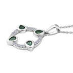 Luxuriant - AAA Gemfields Zambian Emerald & Lab Grown Diamond (SI/G-H) Pendant with Chain (Size 20) in Rhodium Overlay Sterling Silver 0.75 Ct._4478012_3