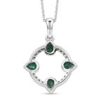 Luxuriant - AAA Gemfields Zambian Emerald & Lab Grown Diamond (SI/G-H) Pendant with Chain (Size 20) in Rhodium Overlay Sterling Silver 0.75 Ct._4478012_4