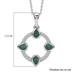 Luxuriant - AAA Gemfields Zambian Emerald & Lab Grown Diamond (SI/G-H) Pendant with Chain (Size 20) in Rhodium Overlay Sterling Silver 0.75 Ct._4478012_6