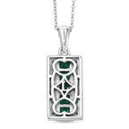 Luxuriant - AAA Gemfields Zambian Emerald & Lab Grown Diamond (SI/G-H) Channel Bar Pendant with Chain (Size 20) in Rhodium Overlay Sterling Silver_4478013_4