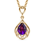 D'Joy - AAA Zambian Amethyst Pear Scroll Pendant in Yellow Gold Plated Sterling Silver with Chain (Size 20) 1.00 Ct._4478073