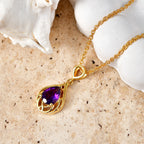 D'Joy - AAA Zambian Amethyst Pear Scroll Pendant in Yellow Gold Plated Sterling Silver with Chain (Size 20) 1.00 Ct._4478073_2