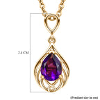 D'Joy - AAA Zambian Amethyst Pear Scroll Pendant in Yellow Gold Plated Sterling Silver with Chain (Size 20) 1.00 Ct._4478073_5