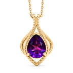 D'Joy - AAA Zambian Amethyst Solitaire Pendant with Chain (Size 20) in Yellow Gold Plated Sterling Silver 1.50 Ct._4478074