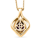 D'Joy - AAA Zambian Amethyst Solitaire Pendant with Chain (Size 20) in Yellow Gold Plated Sterling Silver 1.50 Ct._4478074_4