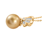 Luxuriant - AAA Golden South Sea Pearl (9-11mm) & Lab Grown Diamond (SI/G-H) Drop Pendant with Chain (Size 20) in 18K Vermeil Yellow Gold Plated Sterling Silver_4478141_3