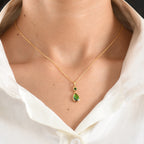 D'Joy - Ammolite & Natural Chrome Diopside Drop Pendant with Chain (Size 20) in 18K Vermeil Yellow Gold Plated Sterling Silver 1.40 Ct._4478447_1
