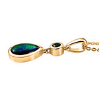D'Joy - Ammolite & Natural Chrome Diopside Drop Pendant with Chain (Size 20) in 18K Vermeil Yellow Gold Plated Sterling Silver 1.40 Ct._4478447_3