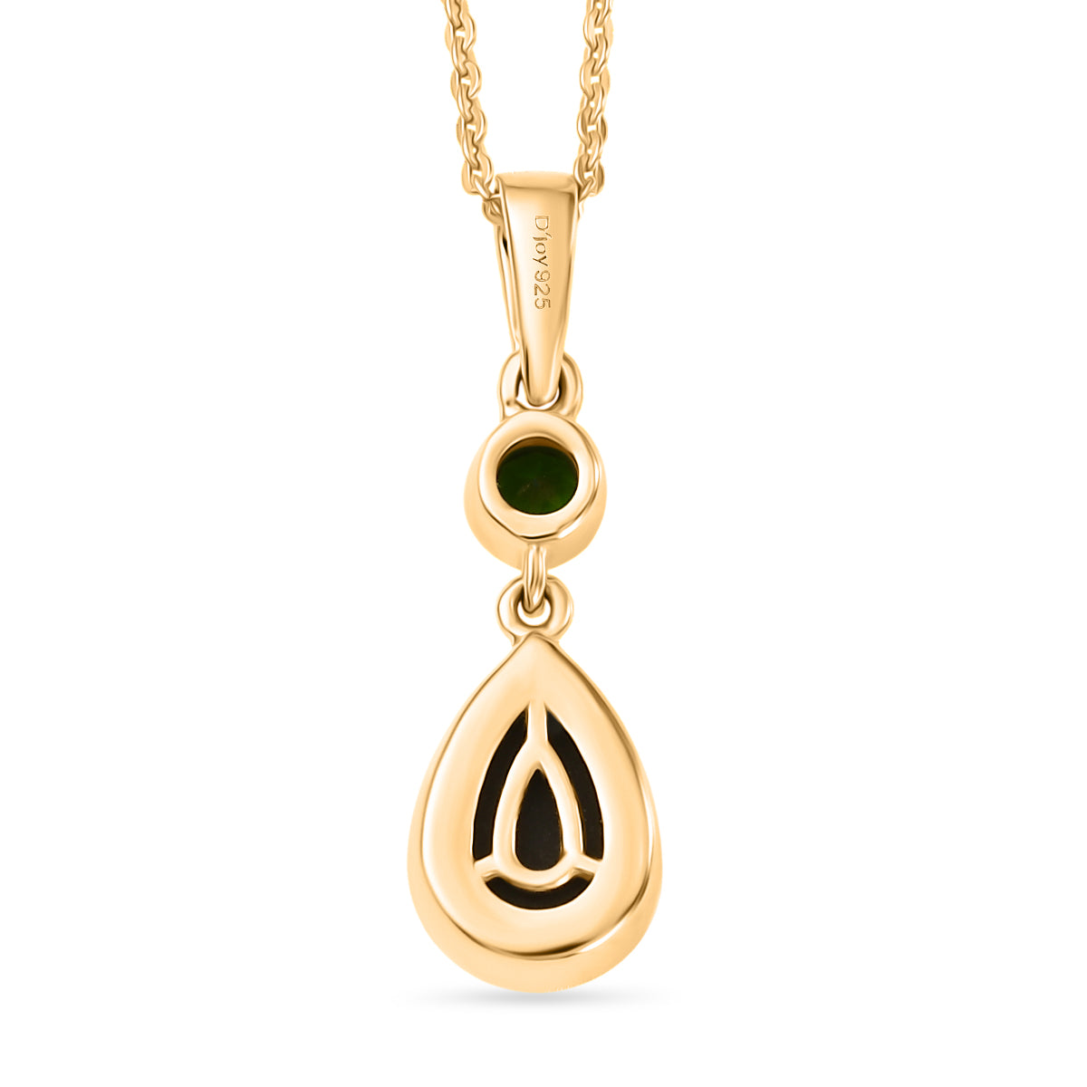 D'Joy - Ammolite &amp; Natural Chrome Diopside Drop Pendant with Chain (Size 20) in 18K Vermeil Yellow Gold Plated Sterling Silver 1.40 Ct. V32519196 5