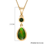 D'Joy - Ammolite & Natural Chrome Diopside Drop Pendant with Chain (Size 20) in 18K Vermeil Yellow Gold Plated Sterling Silver 1.40 Ct._4478447_5