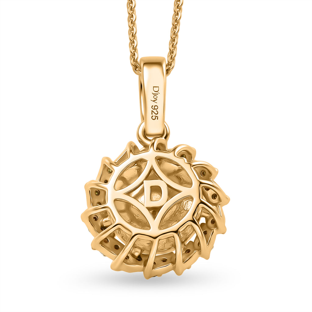 AAA Golden South Sea Pearl (9-11mm) & Natural Yellow Diamond Halo Pendant with Chain (Size 20) in 18K Vermeil Yellow Gold Plated Sterling Silver_4478473_4
