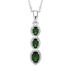 D'Joy - Natural Chrome Diopside Drop Pendant with Chain (Size 20) in Platinum Overlay Sterling Silver_4478679